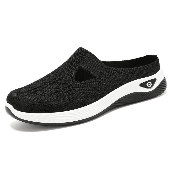 Damen nan atmungsaktive Strick-Slipper Clog mit seitlicher Cut-Out-Öffnung, dämpfender EVA- und PU-Zwischensohle Echo Archiv