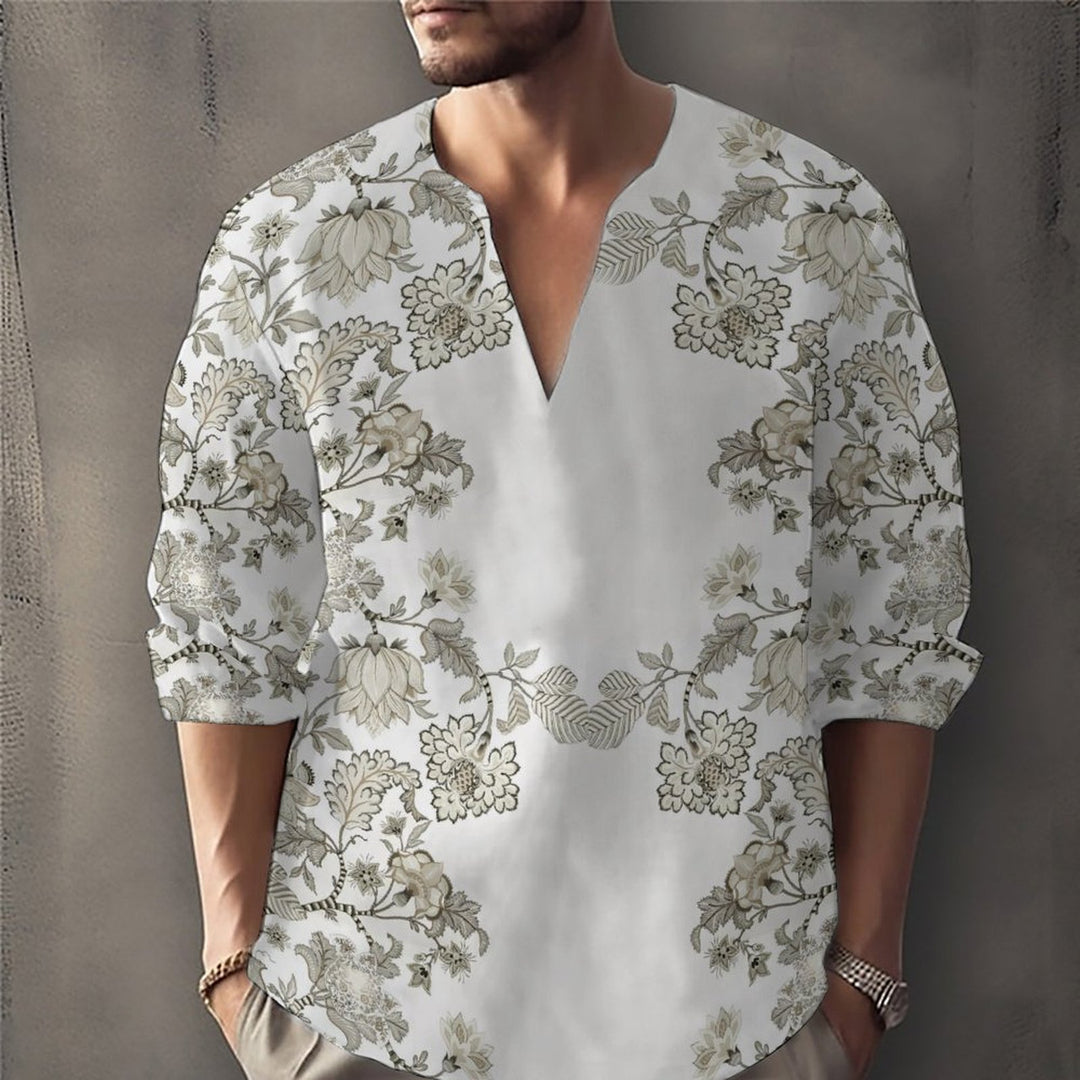 Herren lässiges Hemd mit kunstvollem Blumenmuster Echoarchiv