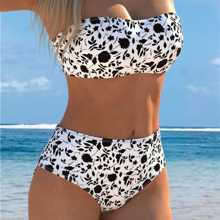 Damen Bikini-Set mit Bandeau-Oberteil und hohem Taillenbund Echo Archiv