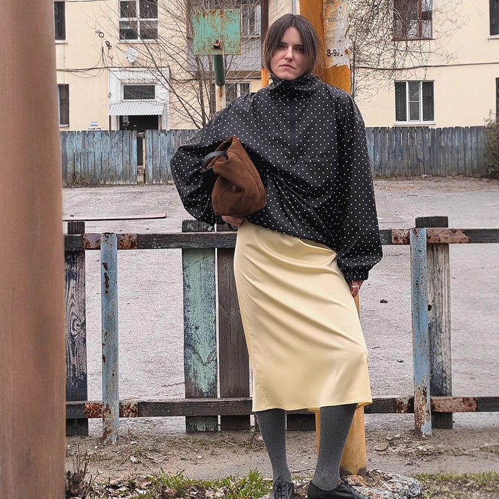 Damen Gepunkteter leichter Windbreaker-Anorak mit Stehkragen und halbem Reißverschluss Echoarchiv