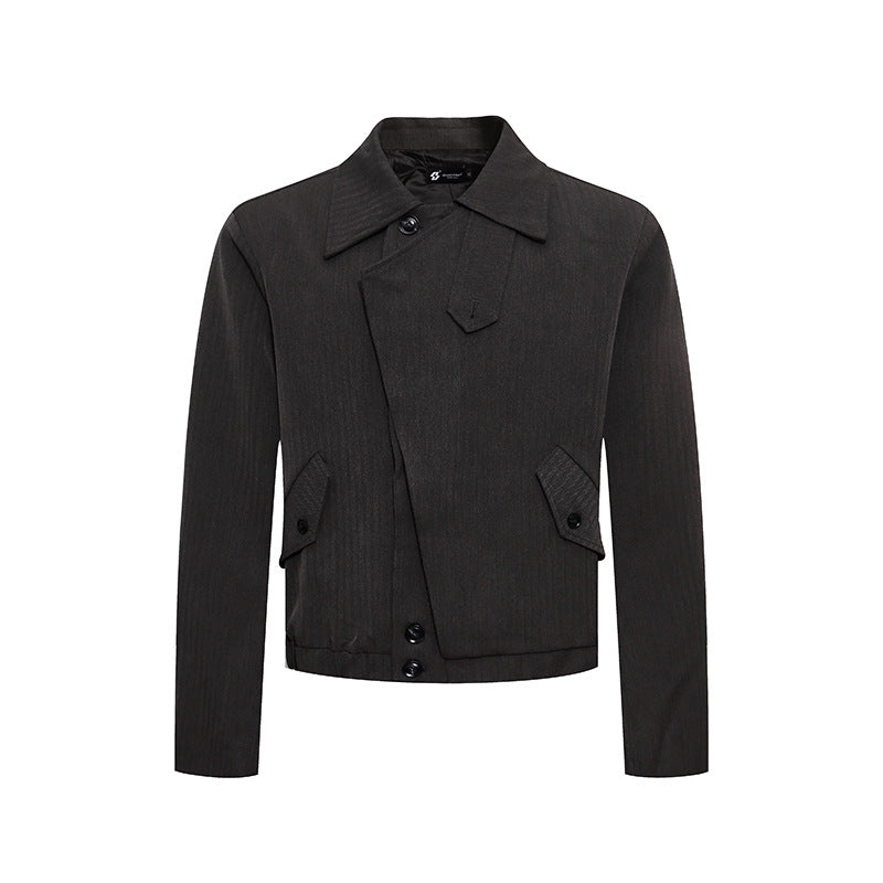 Herren kurzes asymmetrisches Twill-Blouson mit verdeckter Knopfleiste Echoarchiv