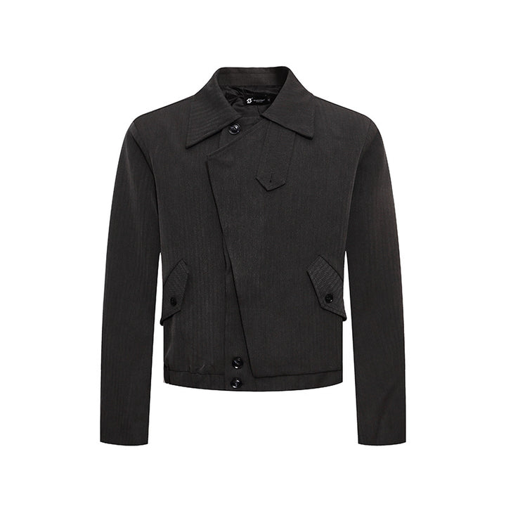 Herren kurzes asymmetrisches Twill-Blouson mit verdeckter Knopfleiste Echoarchiv
