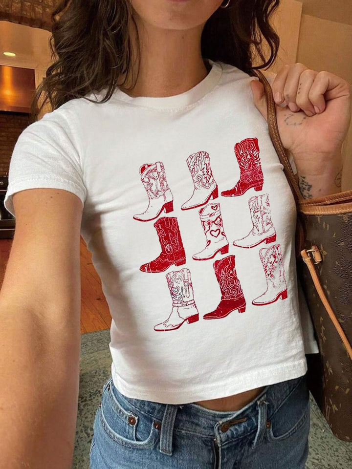 Damen Crop-T-Shirt mit kreativem Cocktail-Design Echo Archiv