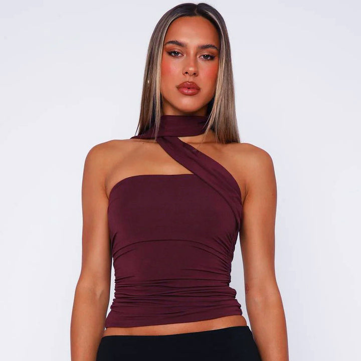 Damen asymmetrisches Trägershirt mit Raffungen Echo Archiv