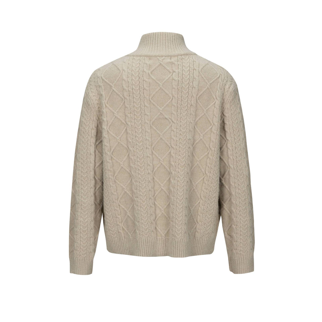 Herren Strick-Zipjacke mit Zopfmuster und hohem Stehkragen Echoarchiv