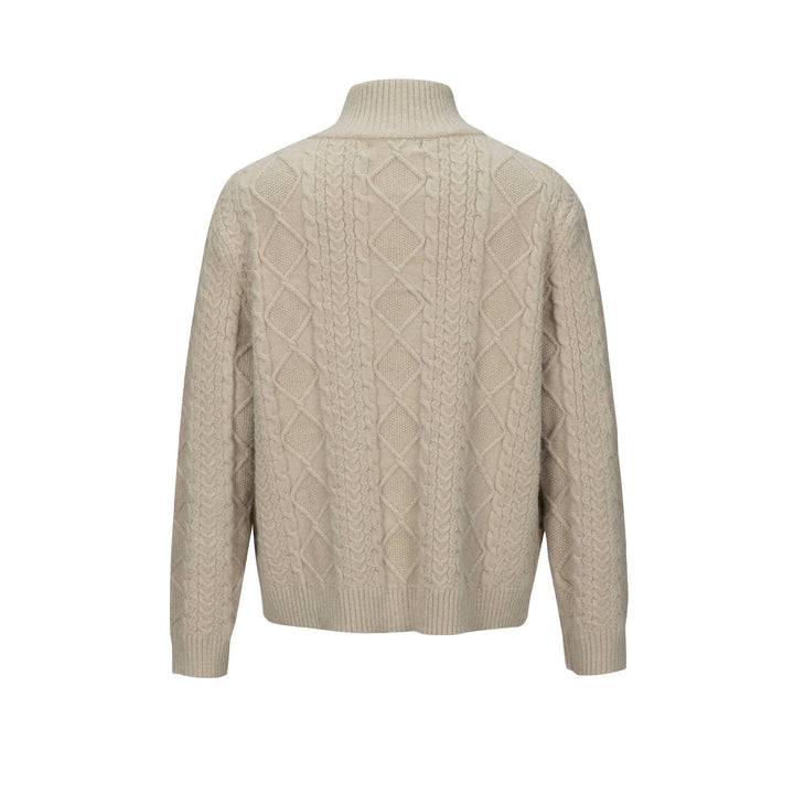 Herren Strick-Zipjacke mit Zopfmuster und hohem Stehkragen Echoarchiv