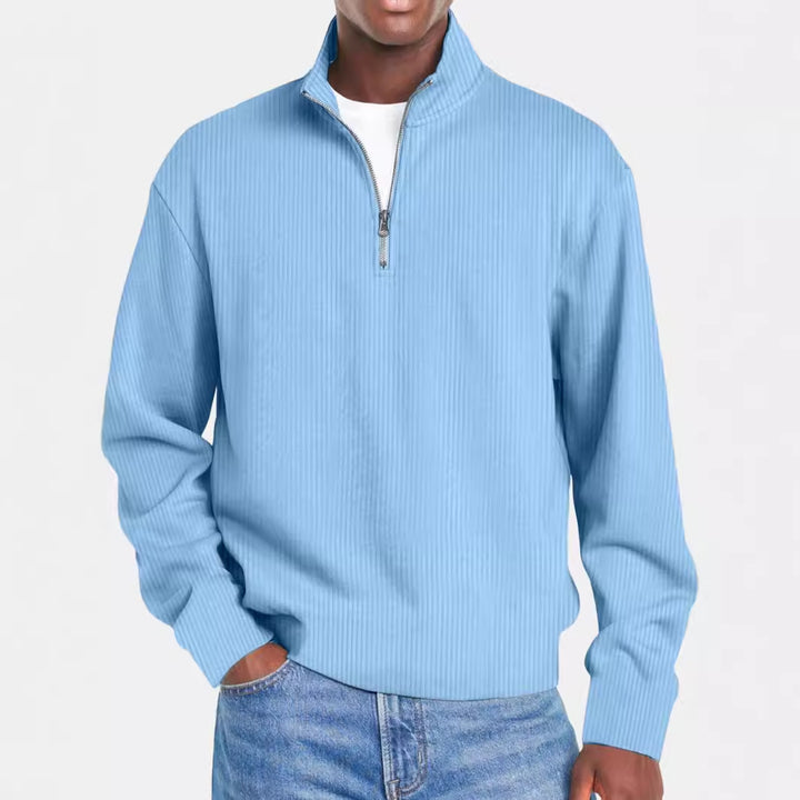 Herren nan gerippter Troyer-Pullover mit Halbzip und Stehkragen Echo Archiv