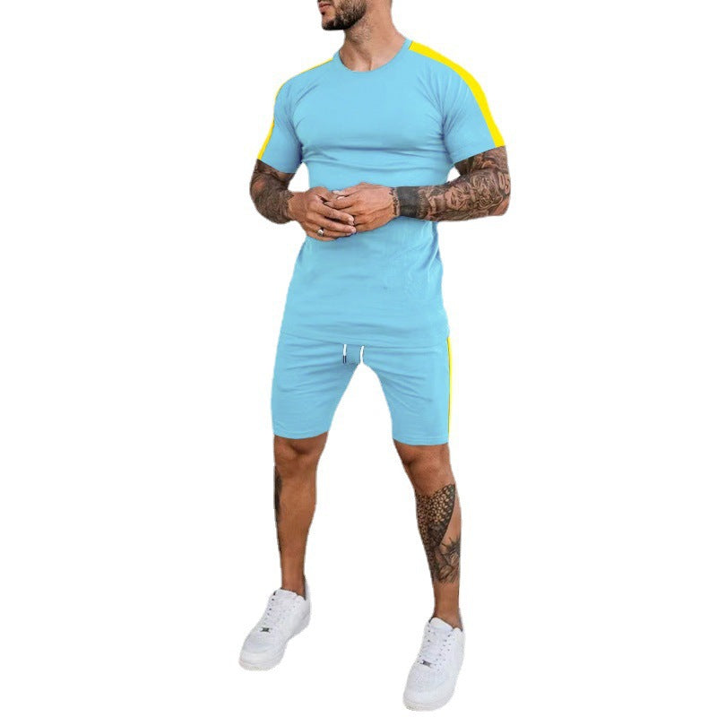 Herren Sportliches Kurzarm-Set mit seitlichem Kontraststreifen Echoarchiv