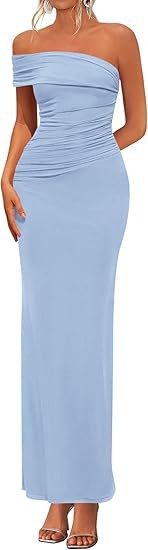 Damen Elegantes Maxi-Kleid mit schulterfreiem Design und raffinierten Drapierungen Echo Archiv
