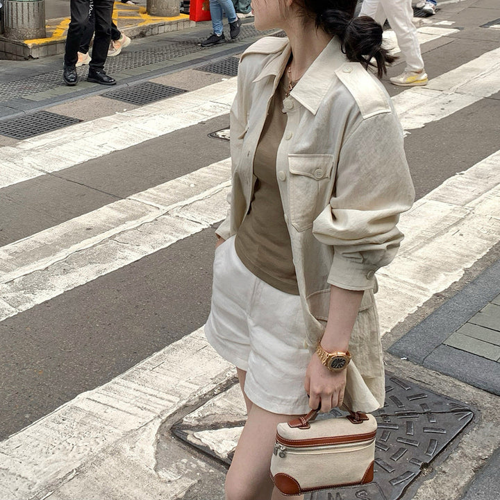 Damen Modische Utility-Jacke mit Taschen Echoarchiv