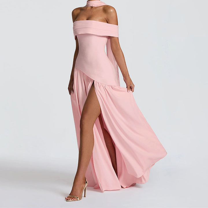 Damen Off-Shoulder Maxikleid mit hohem Schlitz Echo Archiv