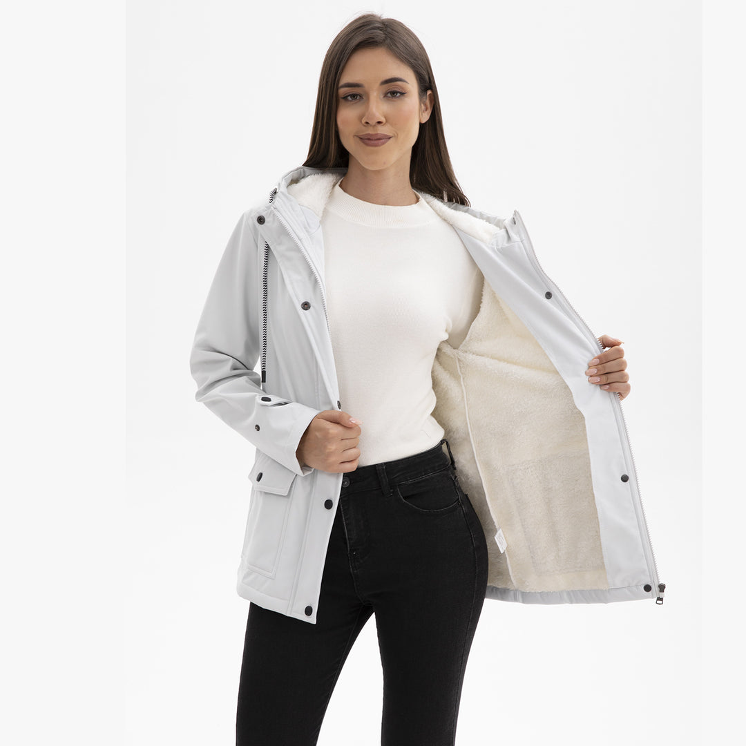 Damen nan wasserabweisender Parka mit Kapuze, fleecegefütterter Innenseite und großen Pattentaschen Echo Archiv