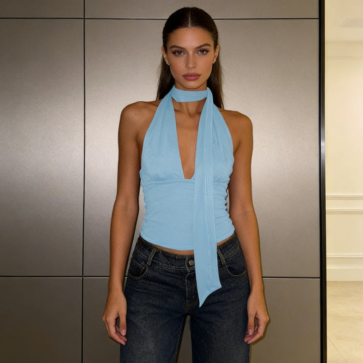 Damen Stilvolles Cropped Top mit schmalem Halsschmuck Echo Archiv