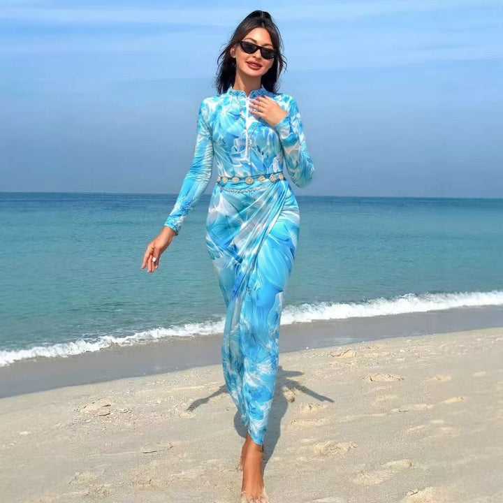 Damen eleganter Strandanzug mit figurbetontem Schnitt und floralem Design Echo Archiv