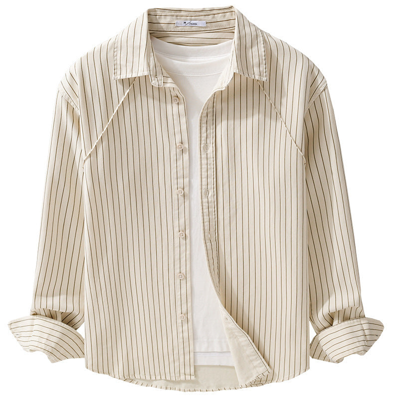 Herren Leichtes Streifen‑Overshirt mit Kentkragen und Raglanärmeln Echoarchiv