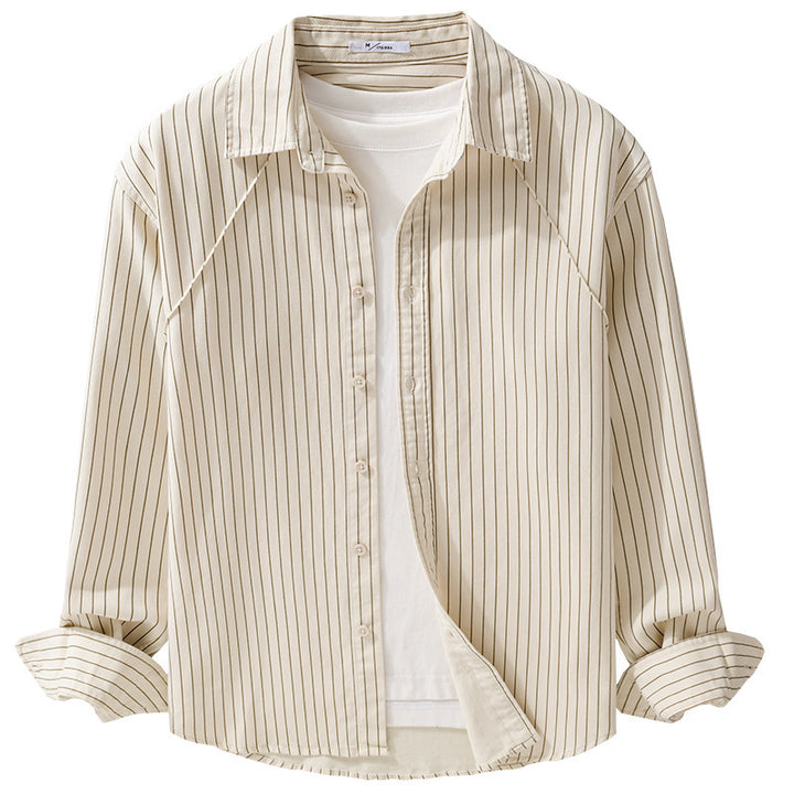 Herren Leichtes Streifen‑Overshirt mit Kentkragen und Raglanärmeln Echoarchiv