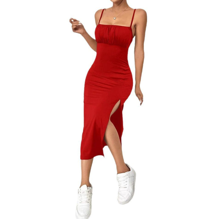 Damen elegantes Midikleid mit schmalem Schnitt und Schlitz Echo Archiv