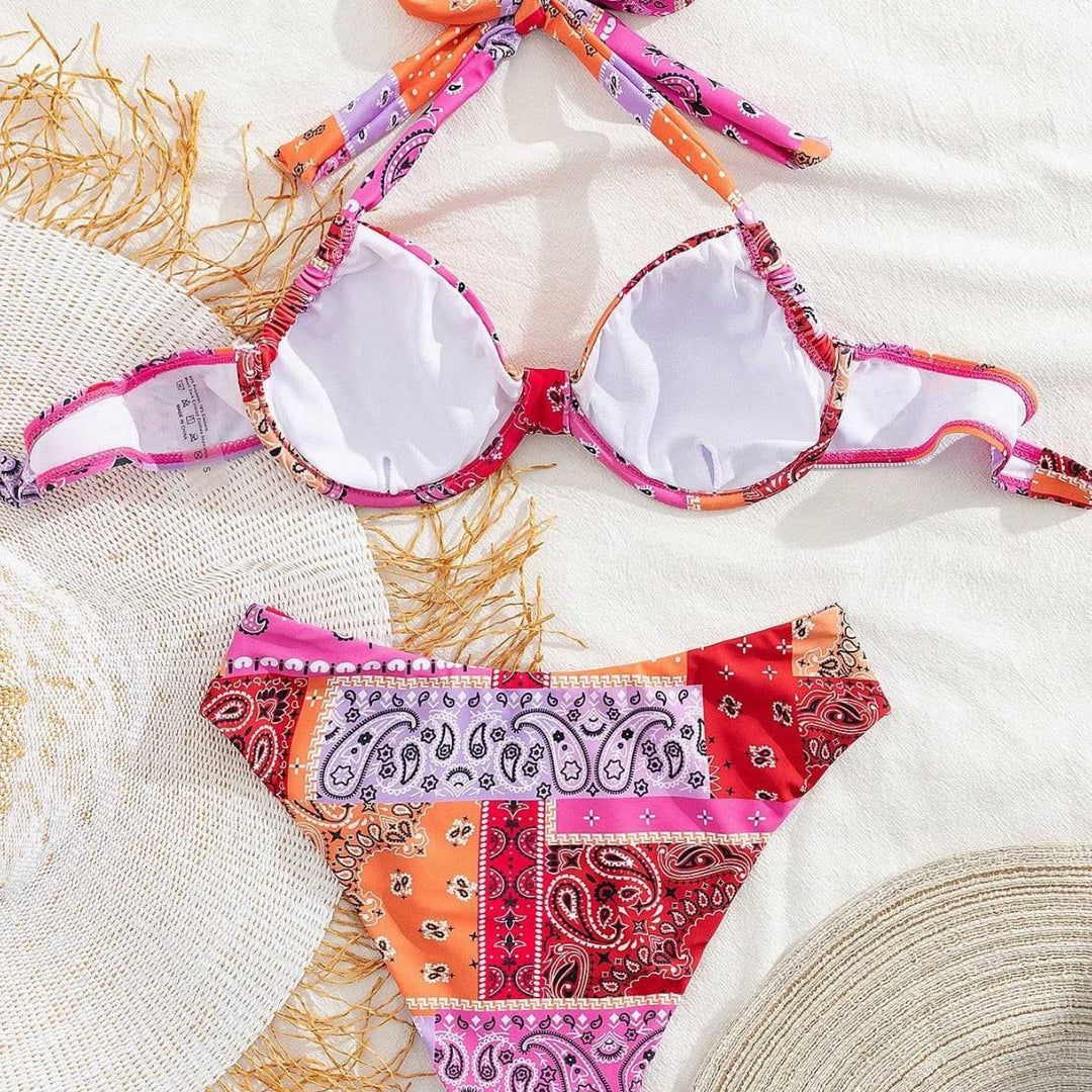 Damen Triangel-Bikini mit verstellbarem Unterteil und einzigartigem Muster Echo Archiv