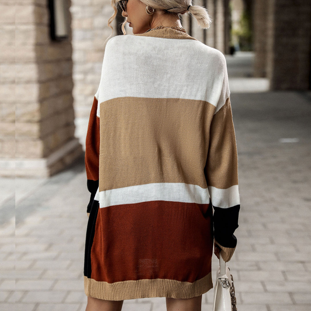Damen Oversize Strickcardigan mit Colorblock, Knopfleiste & langer Silhouette Echoarchiv