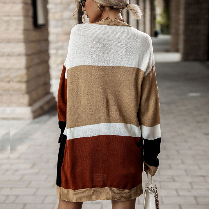 Damen Oversize Strickcardigan mit Colorblock, Knopfleiste & langer Silhouette Echoarchiv