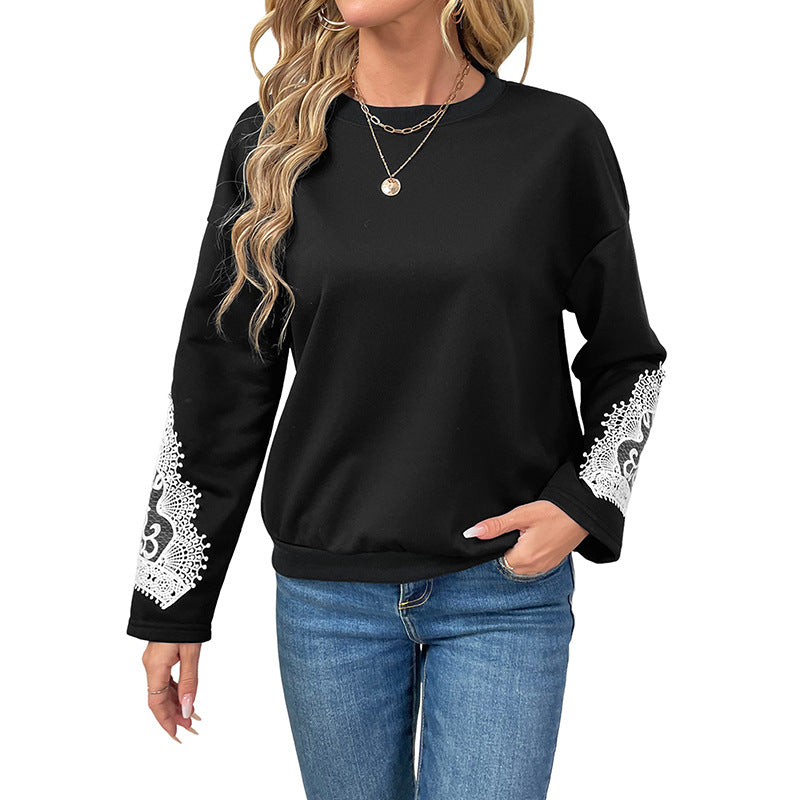 Damen Elegantes Sweatshirt mit Spitzenakzenten Echo Archiv