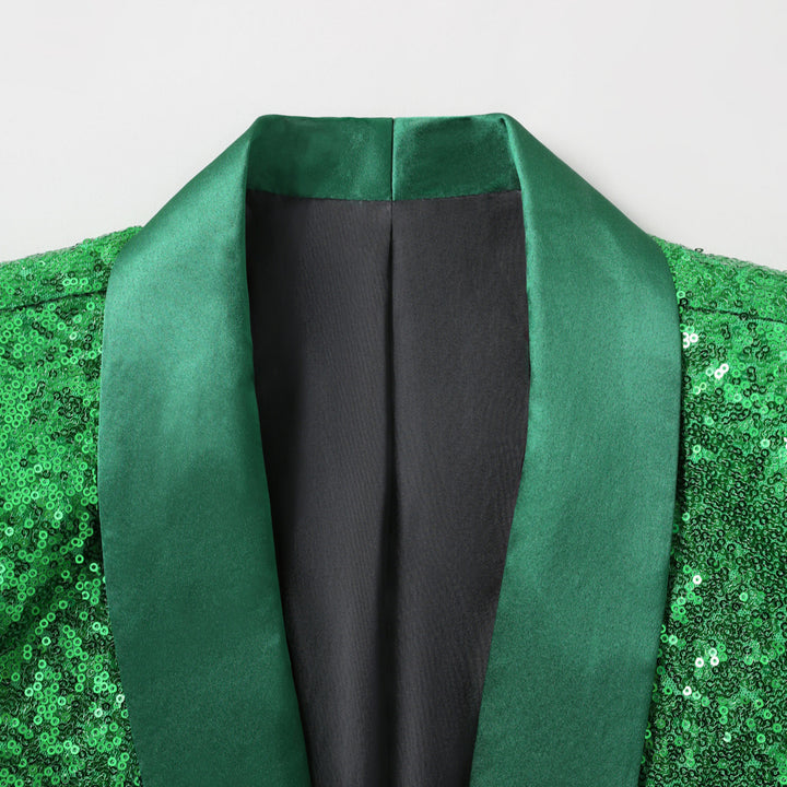 Herren eleganter glitzernder Blazer mit satinierter Kragenpartie Echoarchiv