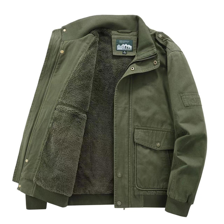 Herren Thermo-Canvasblouson mit durchgehendem Teddyfutter, Rippkragen und Utility‑Pattentaschen Echo Archiv