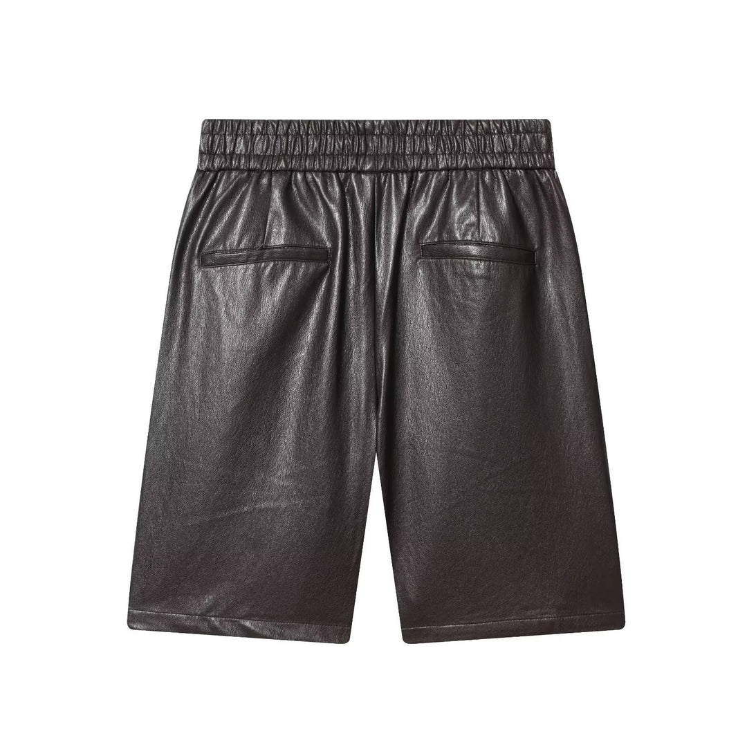 Damen Kunstleder Shorts mit elastischem Bund und modischen Details Echo Archiv