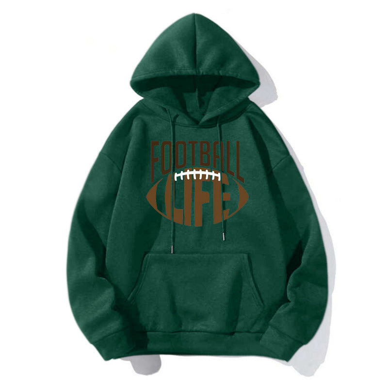 Damen Sportlicher Kapuzenpullover mit Football-Motiv Echoarchiv