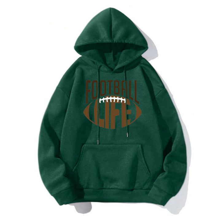 Damen Sportlicher Kapuzenpullover mit Football-Motiv Echoarchiv