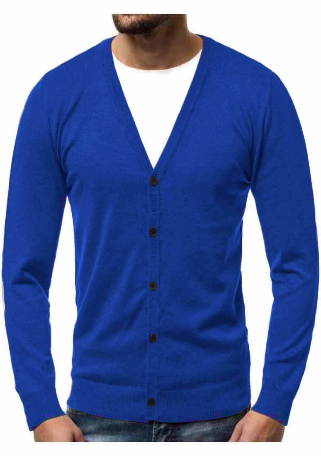 Herren nan Feinstrick-Cardigan mit V-Ausschnitt, schmaler Passform und durchgehender Knopfleiste Echo Archiv