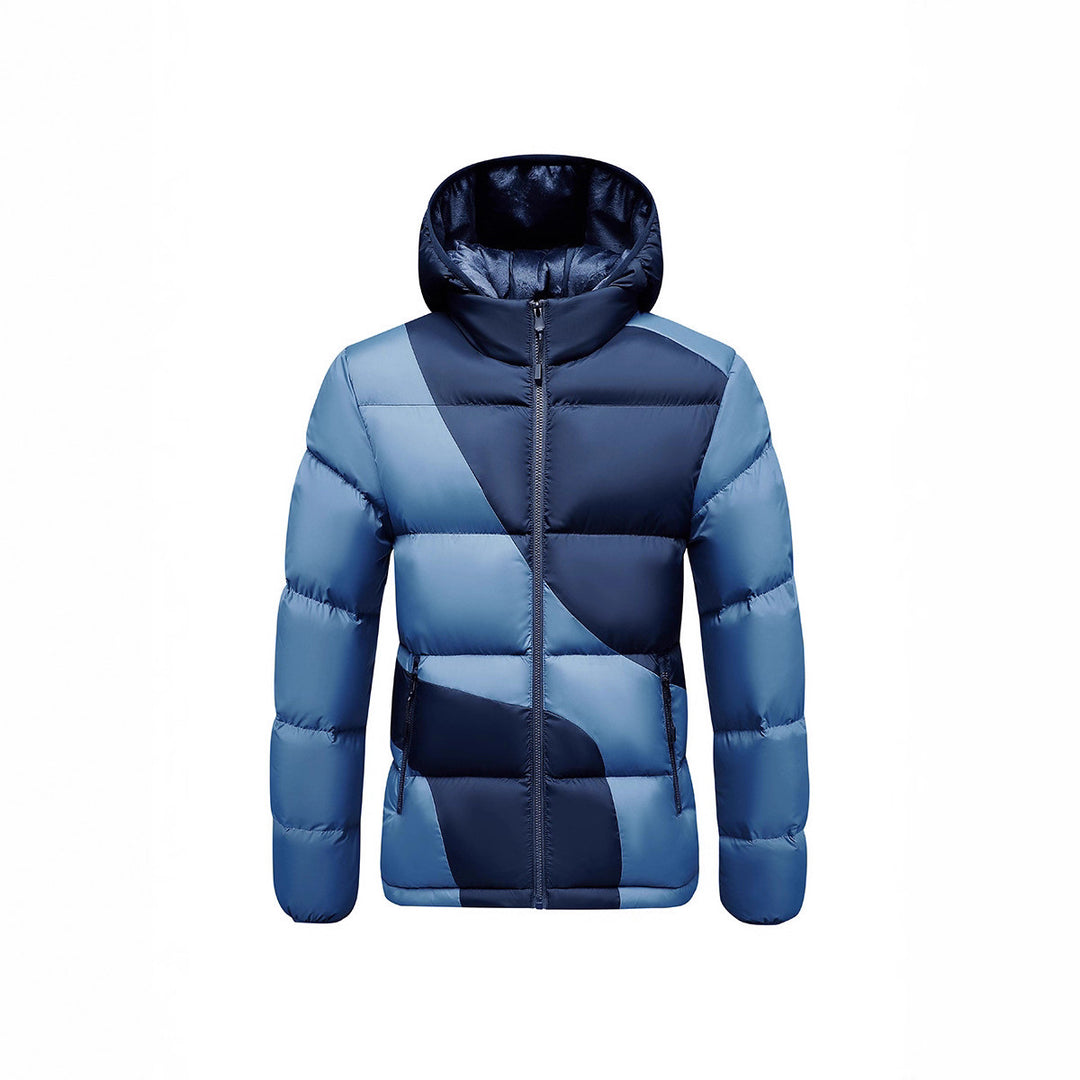 Herren Steppjacke mit kontrastreichen Paneelen, Kapuze und thermischer Synthetikfüllung – Taviero