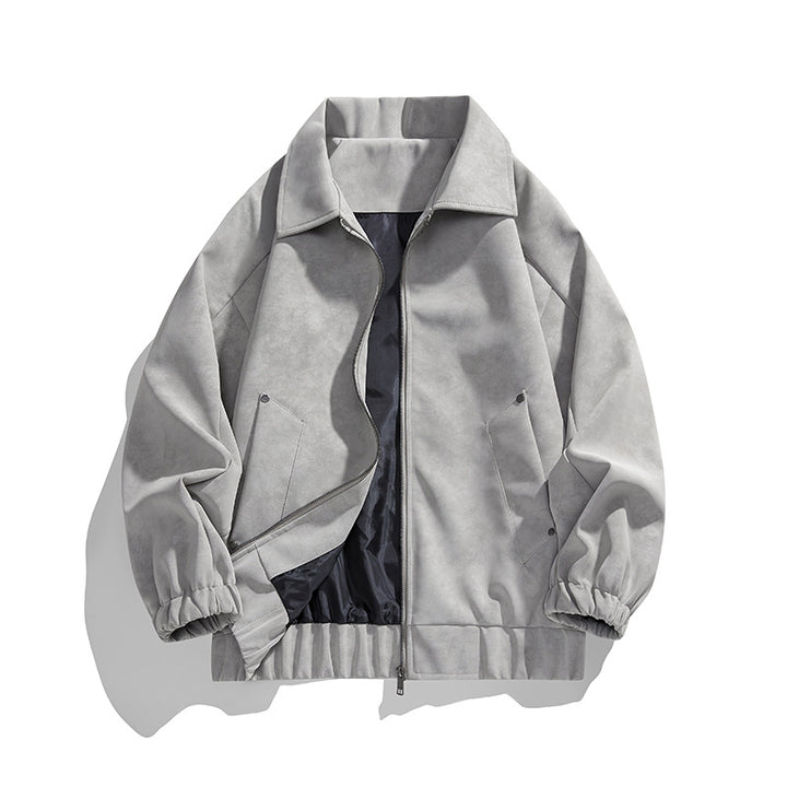 Herren Kunstvelours‑Bomberjacke im Oversize‑Boxy‑Cut mit Zwei‑Wege‑Reißverschluss & elastischem Saum Echoarchiv