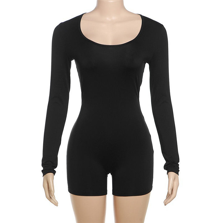 Damen Figurbetontes Kurzarm-Jumpsuit mit langem Arm Echo Archiv