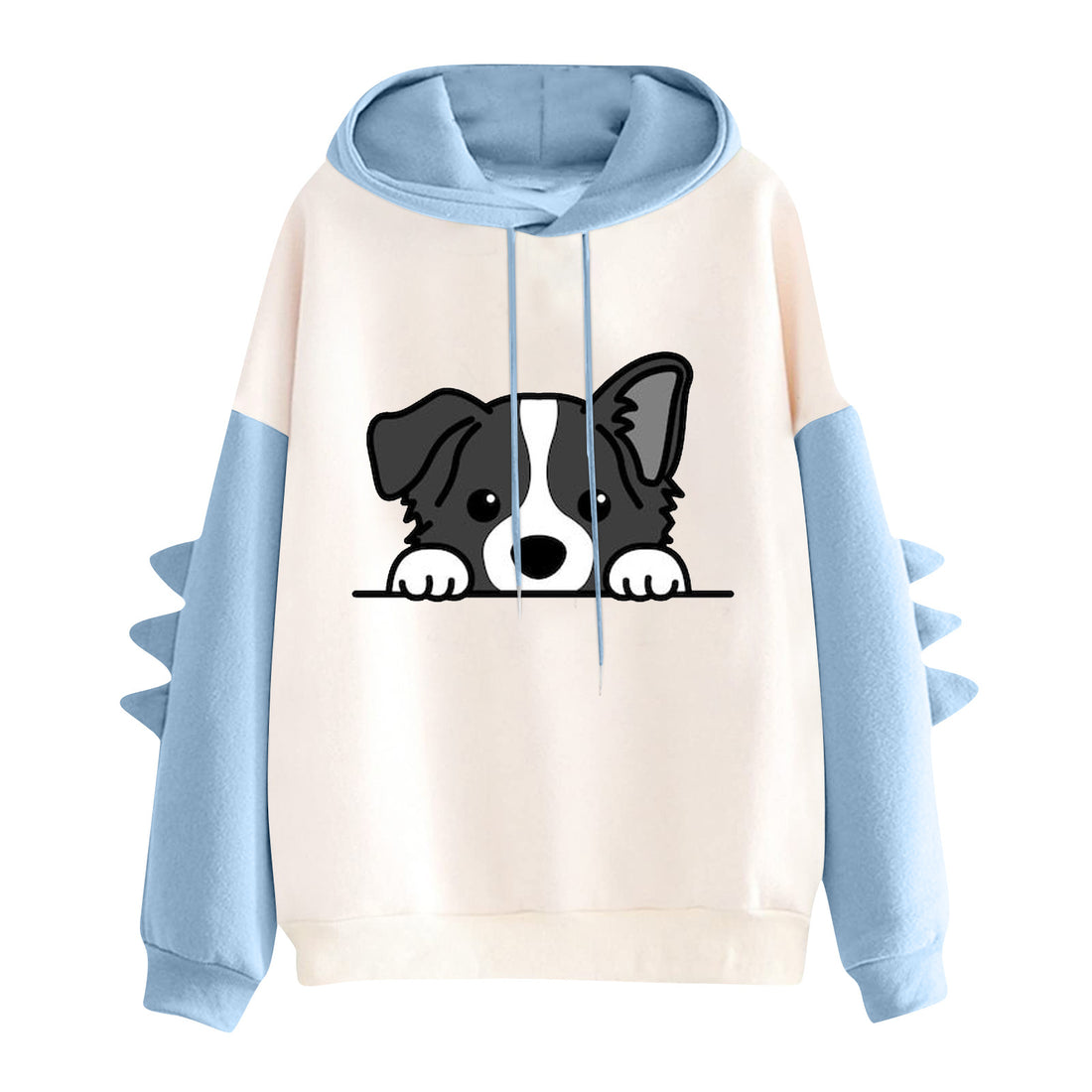Damen Kapuzenpullover mit niedlichem Hunde‑und‑Katzen‑Print und 3D-Stacheln an den Ärmeln – Auréline