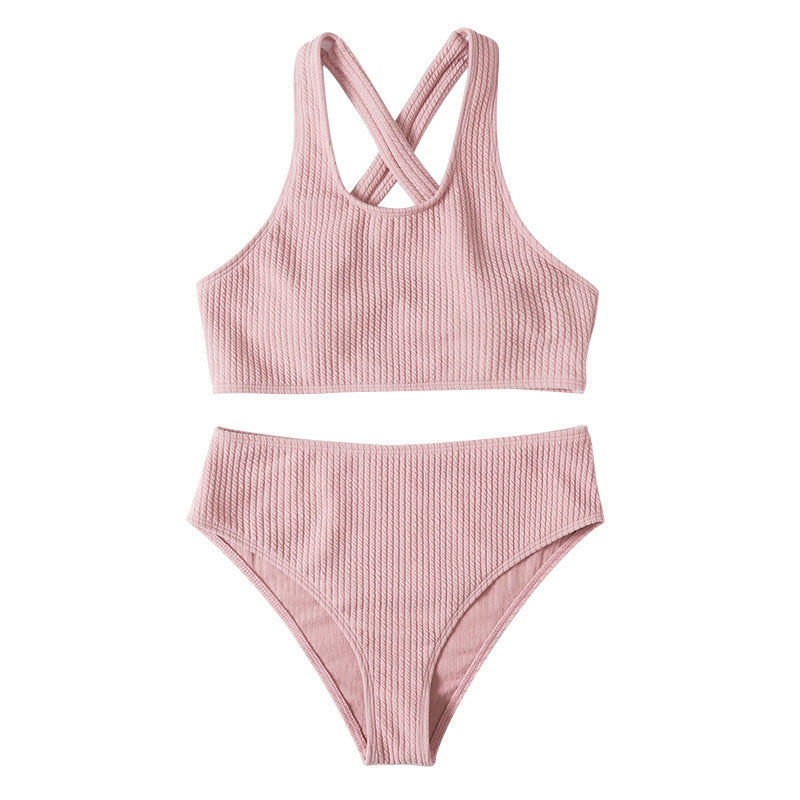 Damen Sportliches Bikini-Set mit hoch geschnittenem Slip und modischem Rückenträger Echo Archiv