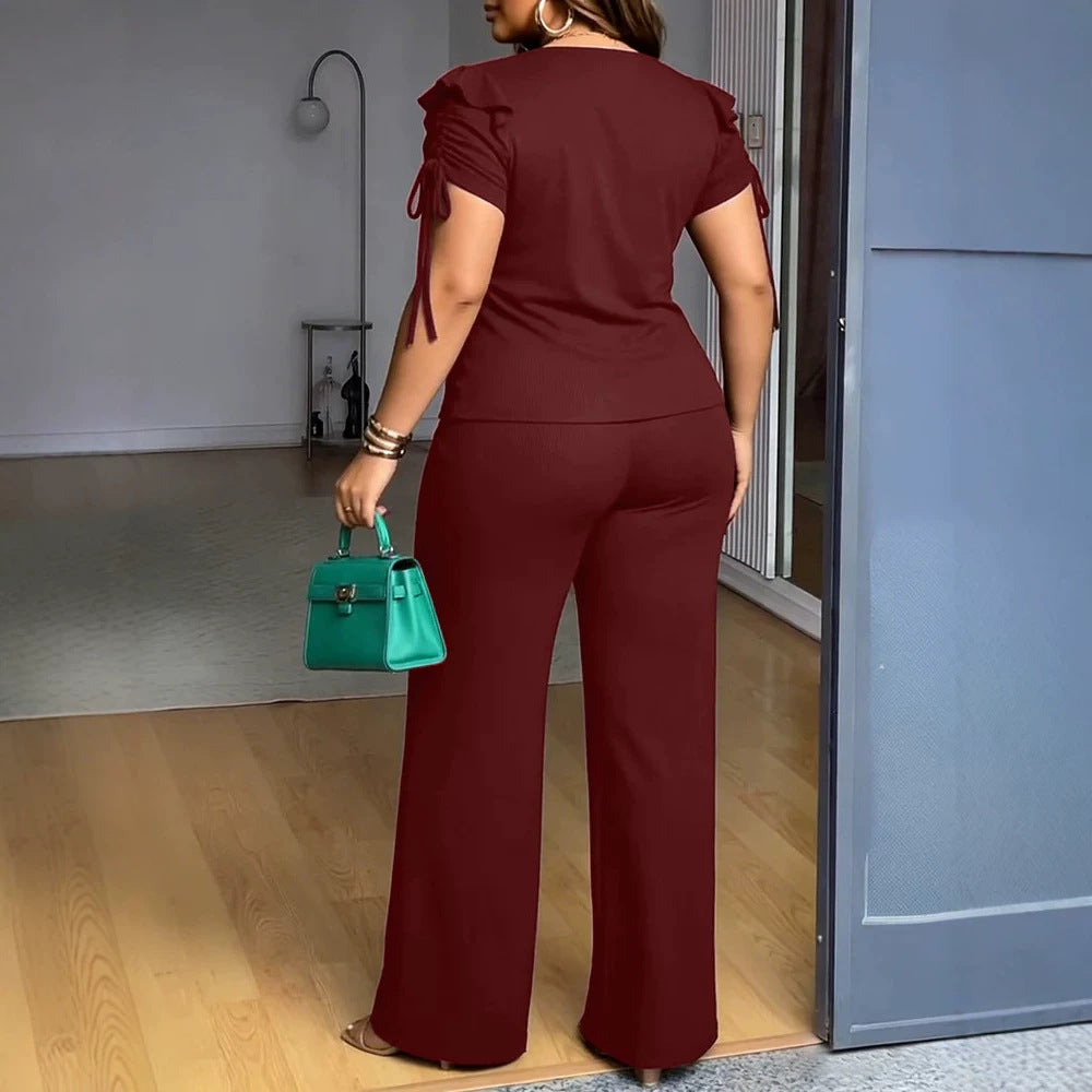 Damen Elegantes Freizeit-Anzugset mit Rüschendetails und weitem Schnitt Echo Archiv