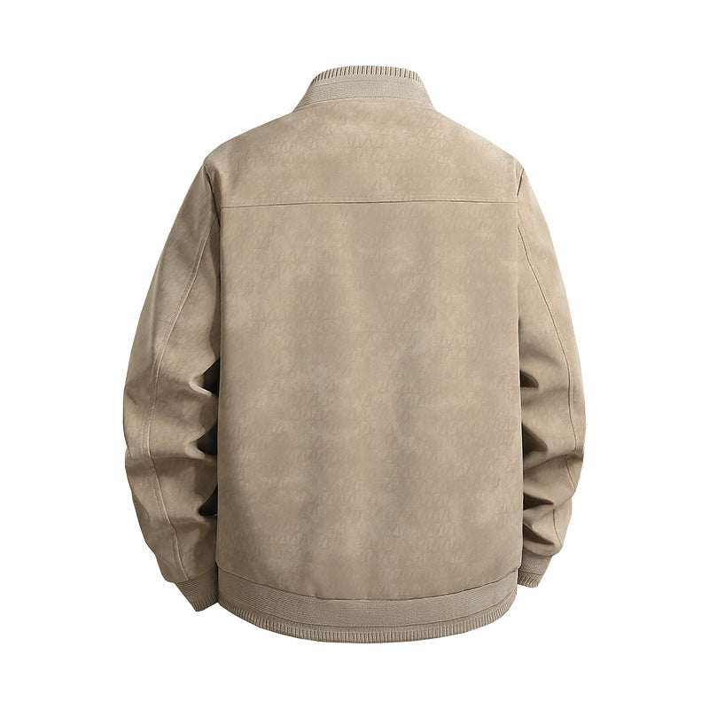 Herren Veloursoptik-Bomberjacke im minimalistischen Look mit Zweiwege-Reißverschluss, Rippkragen und verdeckten Druckknöpfen Echoarchiv