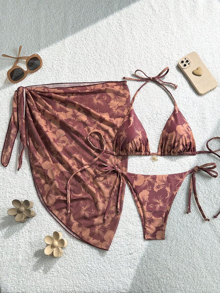 Damen Triangel-Bikini-Set mit verstellbaren Trägern und Wickeltuch Echo Archiv
