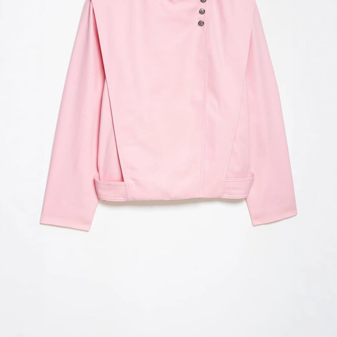 Damen 20+ taillierte Cropped Blousonjacke mit Stehkragen und asymmetrischer Druckknopfleiste Echo Archiv