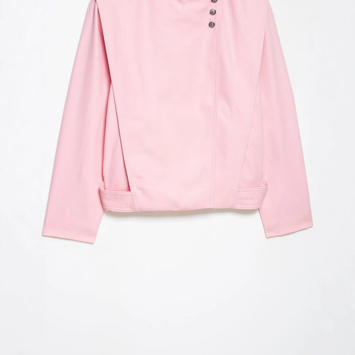 Damen 20+ taillierte Cropped Blousonjacke mit Stehkragen und asymmetrischer Druckknopfleiste Echo Archiv