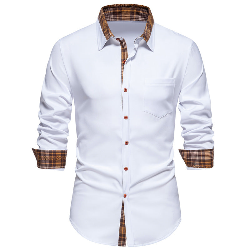 Herren Elegantes Langarmhemd mit Kontrastdetails Echoarchiv