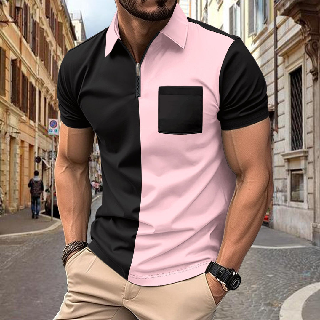 Herren Polohemd mit modernem Zip-Kragen und praktischer Brusttasche Echoarchiv