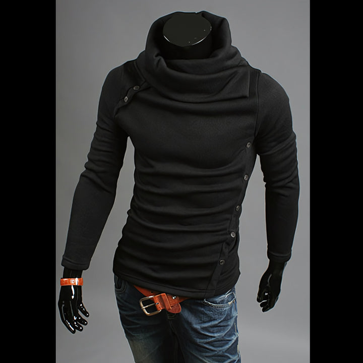 Herren nan Strickpullover mit großem Schalkragen, asymmetrischer Knopfleiste und schmaler Silhouette Echo Archiv