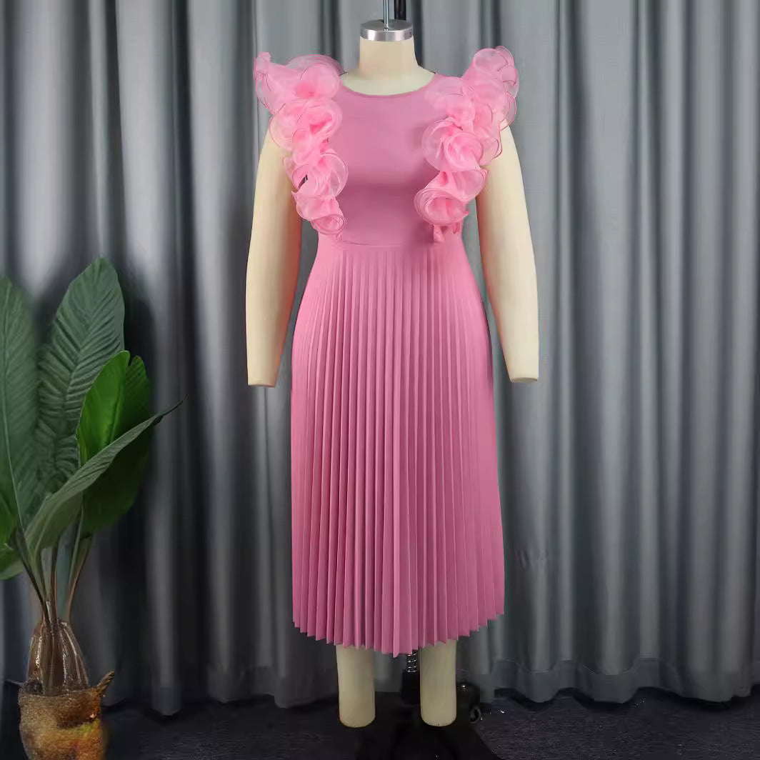 Damen Plissee Kleid mit voluminösen Rüschendetails Echo Archiv