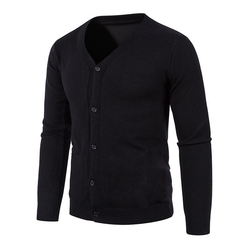Herren stilvolle Strickjacke mit tiefem V-Ausschnitt und Knopfleiste Echoarchiv