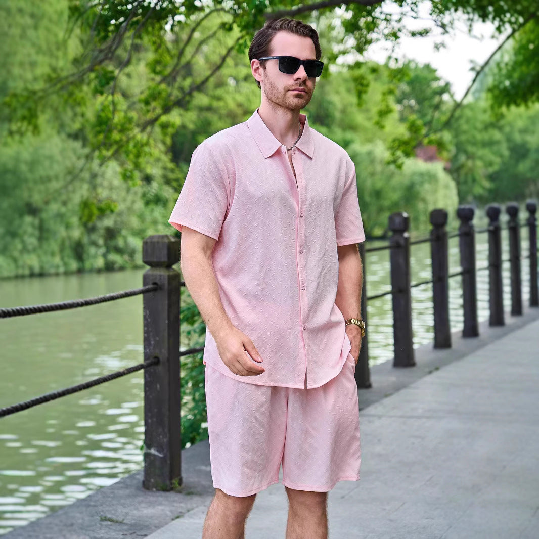 Herren lässiges Kurzarm-Shirt und Shorts Set Echoarchiv
