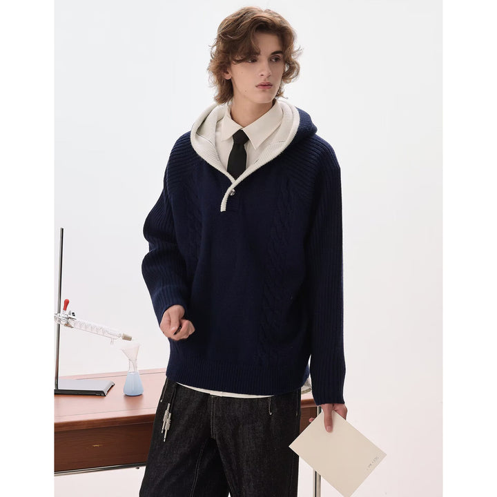 Herren Lässiger Grobstrickpullover mit Reißverschluss Echoarchiv