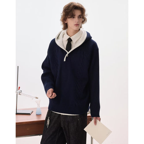 Herren Lässiger Grobstrickpullover mit Reißverschluss Echoarchiv
