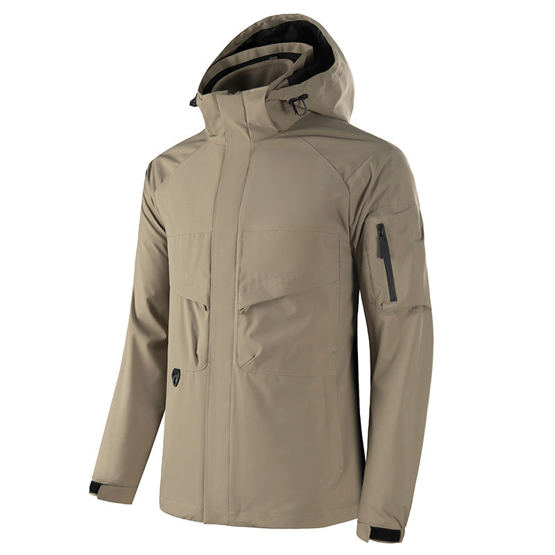 Herren Wasserdichte Softshell-Outdoorjacke mit verschweißten Nähten, taktischen Brusttaschen und verstellbarer Kapuze Echo Archiv